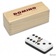 Dominó metacrilato en caja de madera.