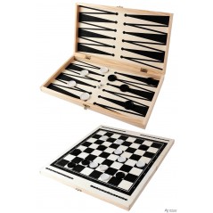 Juego plegable 2 en 1 en madera (Damas y backgammon)
