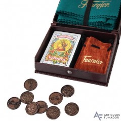 Fournier Estuche en simil piel para juego de Mus con tapete