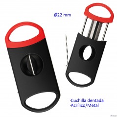 Cortapuros acrílico negro/rojo 22mm cuchillas dentadas
