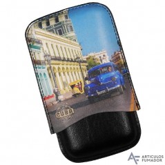 Purera Cubaen cuero negro / color para 3 puros Robusto