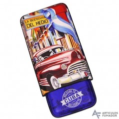 Purera Cuba en cuero colores para 3 puros