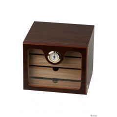 Cabina para cigarros en color cerezo con puerta acrílica, higrómetro...