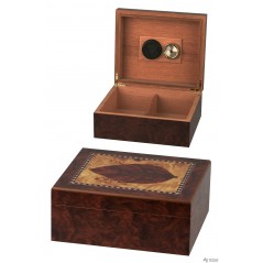 Humidor con higrómetro y humidificador magnéticos Hoja acabado taraceado