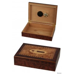 Humidor con higrómetro y humidificador magnético Cigar acabado taraceado
