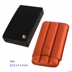 Purera 3/L en piel Habana para 3 puros Robustos