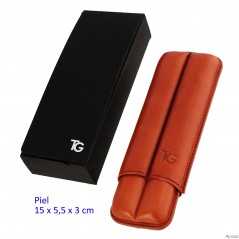 Purera 2/15 piel Habana para 2 puros