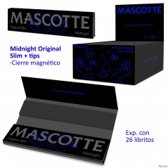 Papel de liar Mascotte Midnight Original Slim+tips Magnético Expositor...