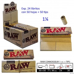 Raw Connoisseur 1-1/4 + tips Expositor de 24 libritos de 50