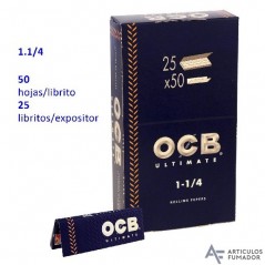 OCB Ultimate 1.1/4 expositor con 25 libritos de 50 hojas papel de liar