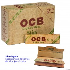 OCB slim Organic + Tips Expositor 32 libritos de 32 hojas + 32 tips