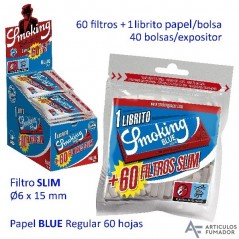Exp. de filtros Smoking Slim de 6 mm. (40 bolsas x 60 filtros) +...