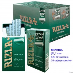 Filtros Tips Rizla Menthol Extra Slim 5,7 mm Expositor con 20...