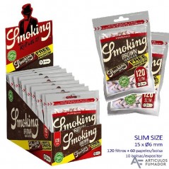 Exp. de filtros Smoking Brown Slim de 6 mm. (10 bolsas x 120 filtros) +...