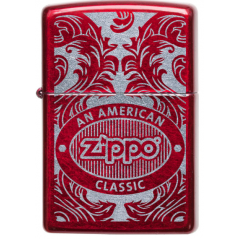 ENCENDEDOR ZIPPO SCROLL AMERICAN CLASSIC RED