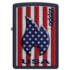 ENCENDEDOR ZIPPO PATRIOTIC USA FLAME AND FLAG NAVY MATTE
