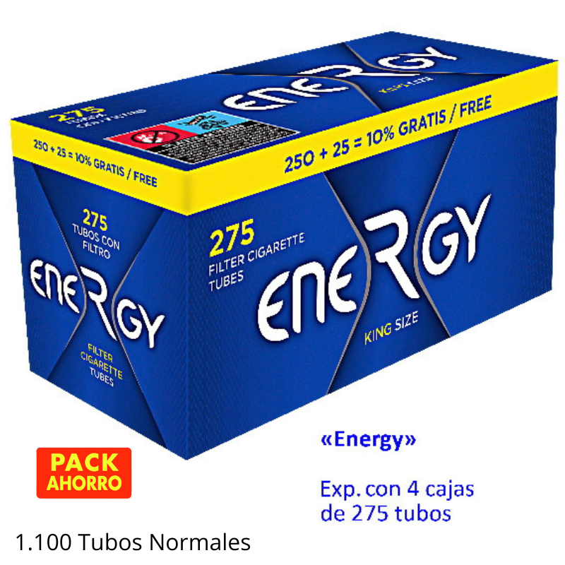 Energy Tubos con Filtro 275 uds - Pack 4 Unidades (1100 Tubos)