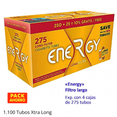 Pack 4 Cajas Tubos Energy - 1100 Tubos para Cigarrillos (Filtro Largo)