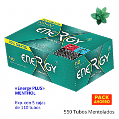 Pack 550 Tubos Energy Plus Menthol (5x110) -  Tubos Mentolados