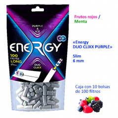 CAJA DE 10 BOLSAS FILTROS ENERGY DOUBLE CLIXX BERRY MINT 100