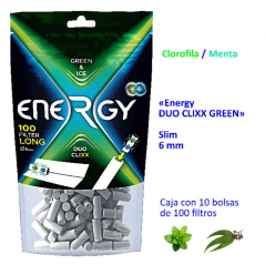 CAJA DE 10 BOLSAS  FILTROS ENERGY DOUBLE CLIXX POWER MINT 100