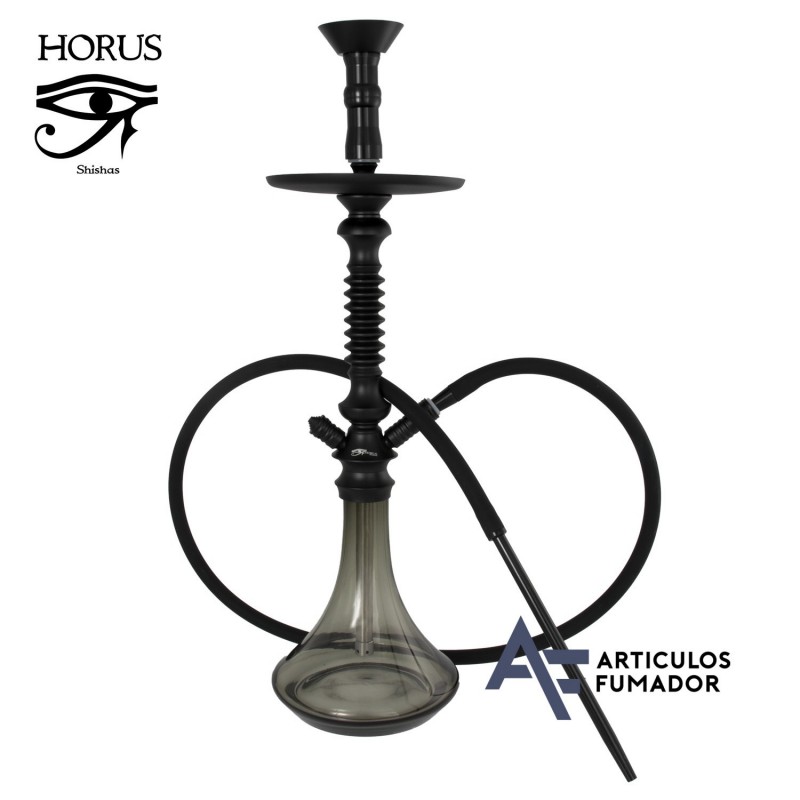 54 cm Shisha HORUS de aluminio negra con 1 boquilla