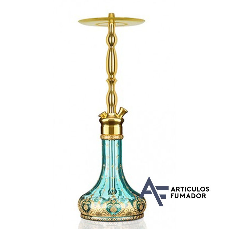 CACHIMBA ATH GOLD ZUMRUT V-02 TURQUESA Y GRABADOS DORADOS