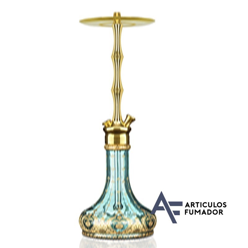 CACHIMBA ATH GOLD HATEMI V-02 TURQUESA Y GRABADOS DORADOS