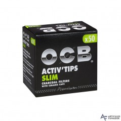 CAJA DE FILTROS CARBÓN ACTIVO OCB SLIM 50 uds