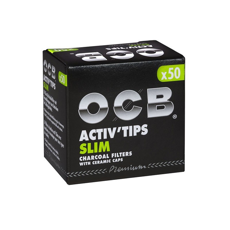 CAJA DE FILTROS CARBÓN ACTIVO OCB SLIM 50 uds CAJA DE FILTROS CARBÓN ACTIVO OCB SLIM 50 uds