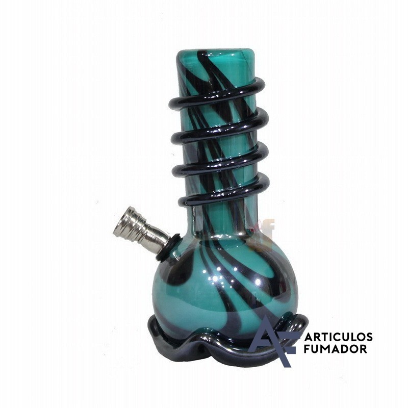 BONG ESFÉRICO CRISTAL AZUL Y NEGRO 15 cm