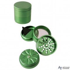 Grinder (triturador) metálico verde con 4 partes