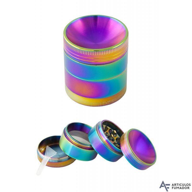 Grinder de zinc concavo color arcoiris 4 partes