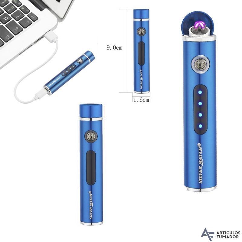 Encendedor eléctrico arco voltaico usb azul