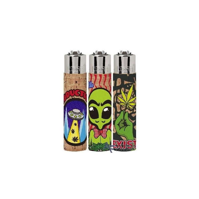 PACK 3 ENCENDEDOR CLIPPER ALIEN LEAVES 1CON FUNDA