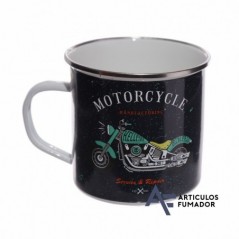 TAZA ESMALTADA MOTO RETRO