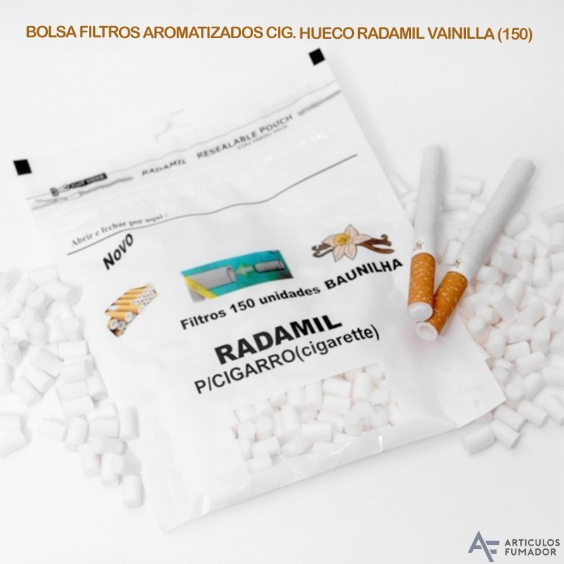 BOLSA FILTROS AROMATIZADOS CIG. HUECO RADAMIL VAINILLA (150 Unds)