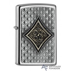 Zippo Emblema a cuadros As de Diamantes 3D