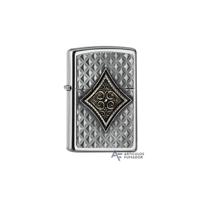 Zippo Emblema a cuadros As de Diamantes 3D