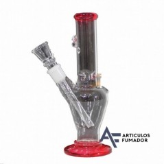 BONG ESFÉRICO DE CRISTAL TRANSPARENTE Y ROJO 17,50 cm