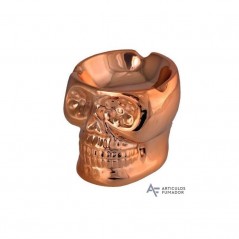 CENICERO DE MESA CALAVERA BRONCE CERÁMICA 12 X 4 CM