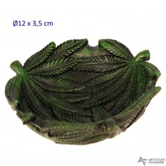 CENICERO DE MESA RESINA HOJAS VERDES 12X3.5 CM