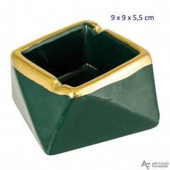 CENICERO DE MESA GOLD AND GREEN 9X9X5.5 CM