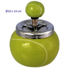 CENICERO DE MESA CON PULSADOR PELOTA TENIS 10X14 CM