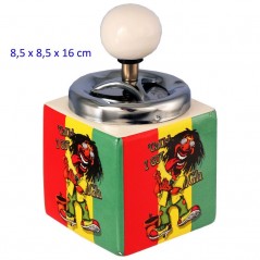 CENICERO DE MESA CON PULSADOR RASTA 8.5X8.5X16 CM