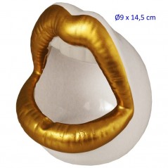 CENICERO DE MESA LABIOS DORADOS 9X14.5 CM