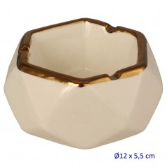 CENICERO DE MESA GOLD AND WHITE 12X5.5 CM