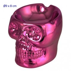 CENICERO DE MESA CALAVERA FUCSIA CERÁMICA 12 X 4 CM