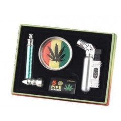 SET CON PIPA + MECHERO TURBO + GRINDER Y 5 REJILLAS