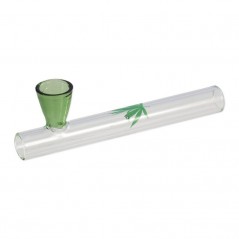 PIPA DE CRISTAL TRANSPARENTE Y VERDE HOJA